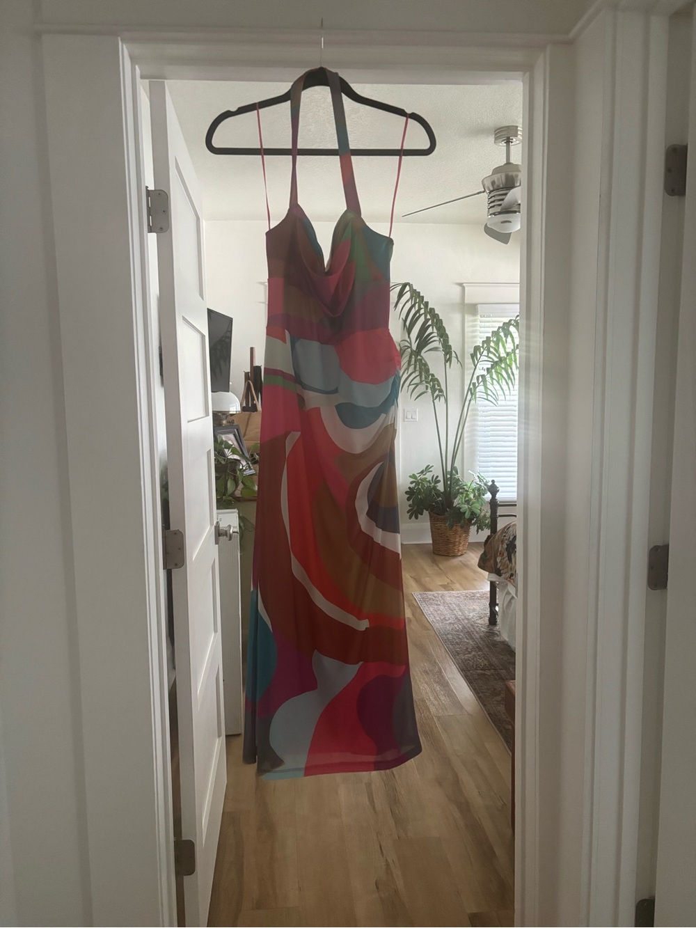 Anthropologie Colorblock Abstract Slip Maxi Dress